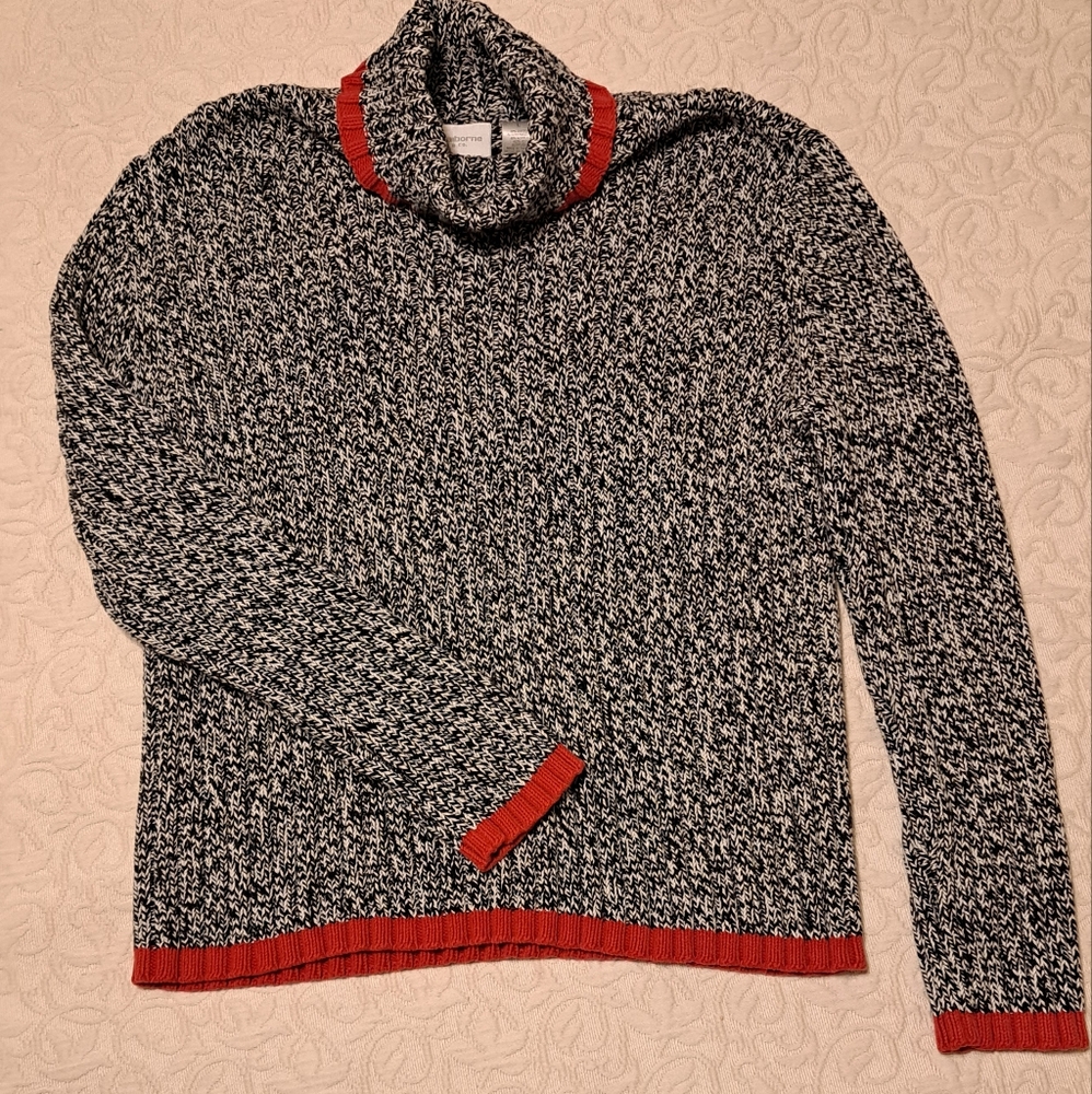Liz Claiborne Black and Red Cowl Neck Sweater
